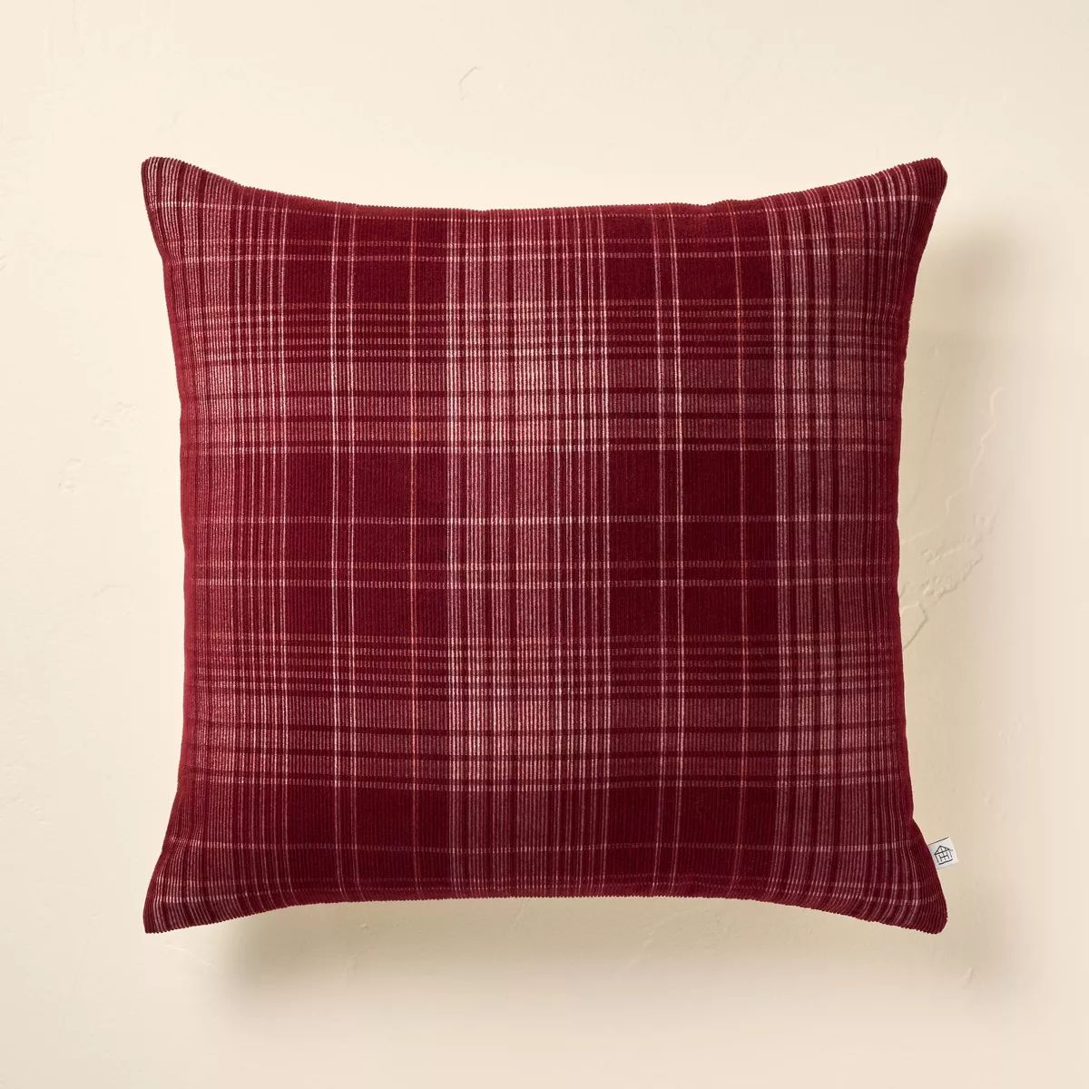 18"x18" Fall Plaid Corduroy Square Throw Pillow Burgundy - Hearth & Hand™ with Magnolia | Target