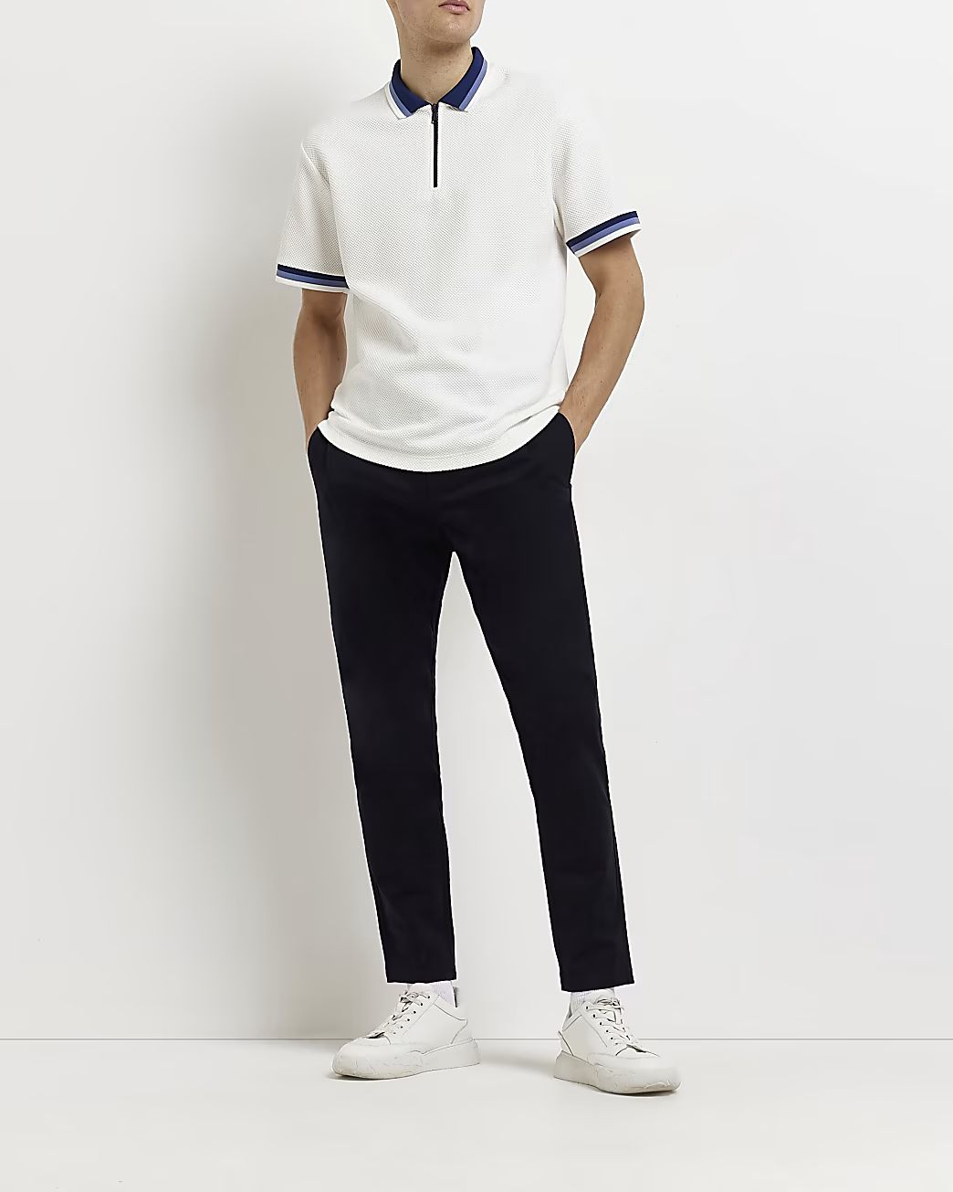 Navy skinny fit chino trousers | River Island (UK & IE)