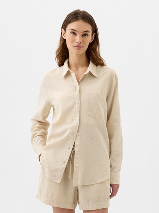 Linen-Blend Easy Shirt | Gap Factory
