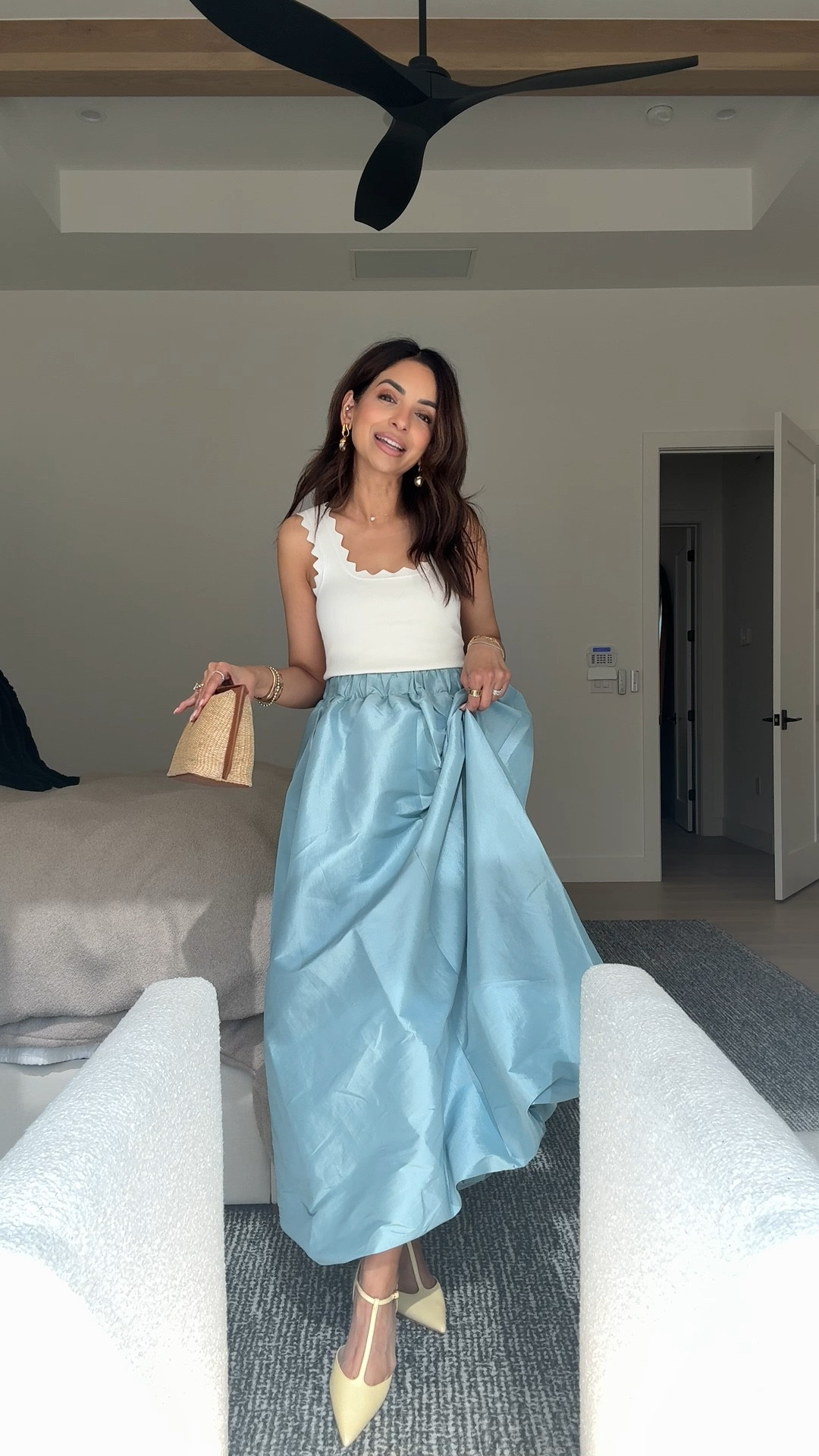 Drooling over this look from @tuckernuck! This bubble hem skirt is stunning in person, I'm in the size XXS for size reference. This knit tank will be a staple in my wardrobe, I'm in my true size XS. Linked all the accessories too! #tuckernuckpartner

#LTKSeasonal #LTKootd