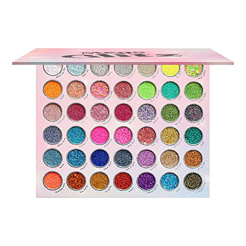 KARA BEAUTY - MEGA Glitz Pressed Glitter Palette, 42 Glitter Shades, Fine Pressed Glitter, Chunky Glitter, Colorful Eye Makeup, Glitter for Eyes and Face, Pigmented Glitter, Euphoria Makeup, Vegan | Amazon (US)
