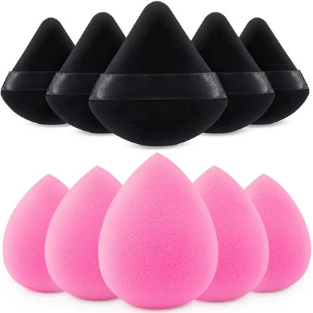 BEAKEY 10 Pcs Makeup SE33 Sponge Duo Beauty Sponges & Triangle Powder Puffs Super Soft Blender Makeup Sponge and Makeup Puff for Loose Powder Liquid Latex Free | Walmart (US)