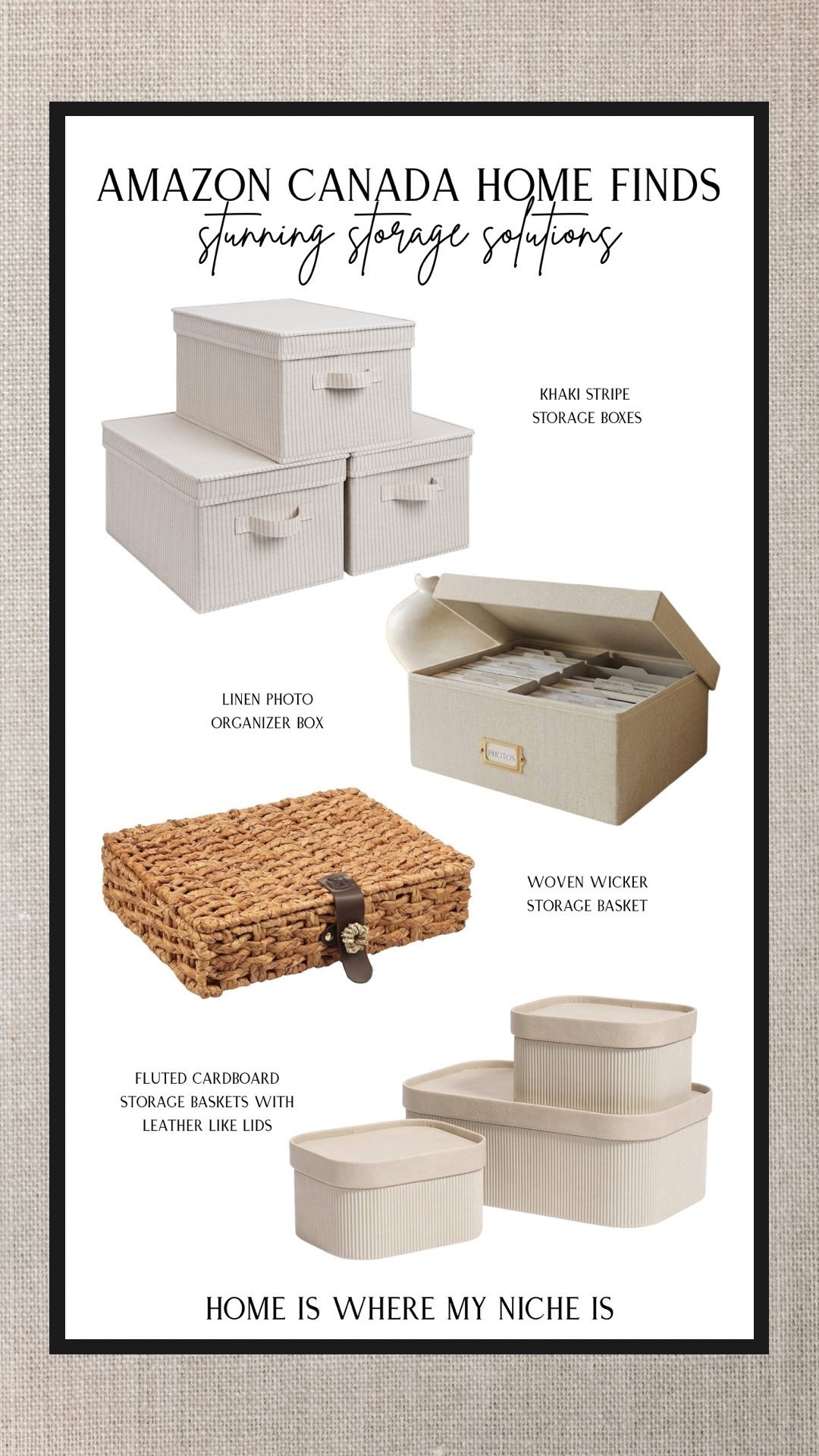 Amazon Canada home finds that look far more elevated than their price tags.

I’m always on the hunt for storage pieces that are both functional and beautiful… and these neutral finds are giving designer-inspired organization without sacrificing the aesthetic.

From woven textures to soft fluted details, these are the kinds of pieces that make everyday storage feel intentional ✨

Perfect for:
• closets
• shelving styling
• photo keepsakes
• bathroom organization
• office storage
• kids spaces + more

#amazoncanada #amazonhomefinds #neutralhome #storagesolutions #homeorganization #cozyhome #amazonfavorites #organizedhome #amazonmusthaves #homedecorfinds #minimalhome #beigeaesthetic #amazondecor #homecreator

#LTKhome #LTKcanada #LTKhome #LTKfamily