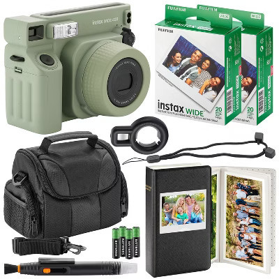 Fujifilm Instax Wide 400 Instant Camera + Camera Case + 4 AA Batteries + Photo Album, Cleaning Pen + 40 Photo Prints | Target