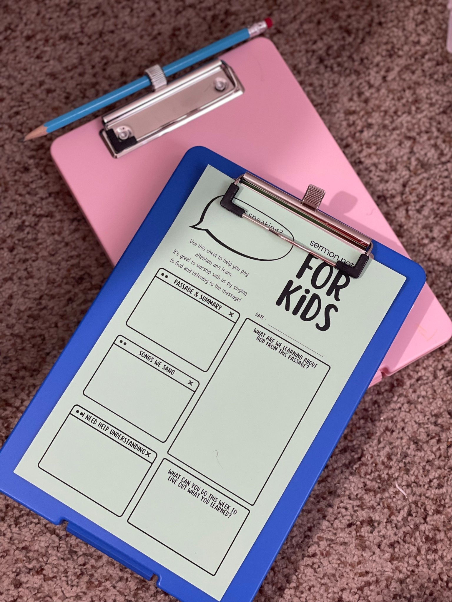  kids church service clipboard 