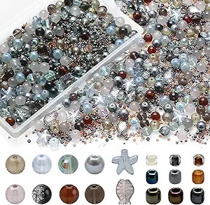 Rired 27 Decorative Glass Beads for Jewelry Making, 760pcs Grey Assorted Beads Bracelet Making Ki... | Amazon (US)