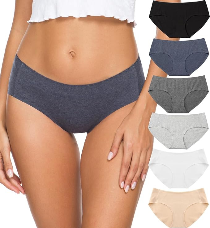 Altheanray Womens Underwear Cotton Underwear for Women Seamless Hipster Bikini Briefs Panties 6 P... | Amazon (US)