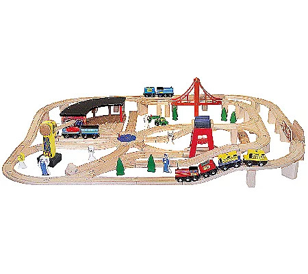 Melissa & Doug Wooden Railway Set | QVC