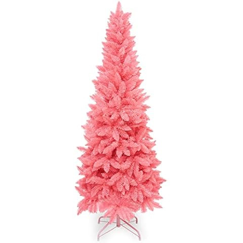 4.5ft Small Pink Christmas Tree with Lights, Light Pink Artificial Christmas Tree with 350 Branch... | Amazon (US)