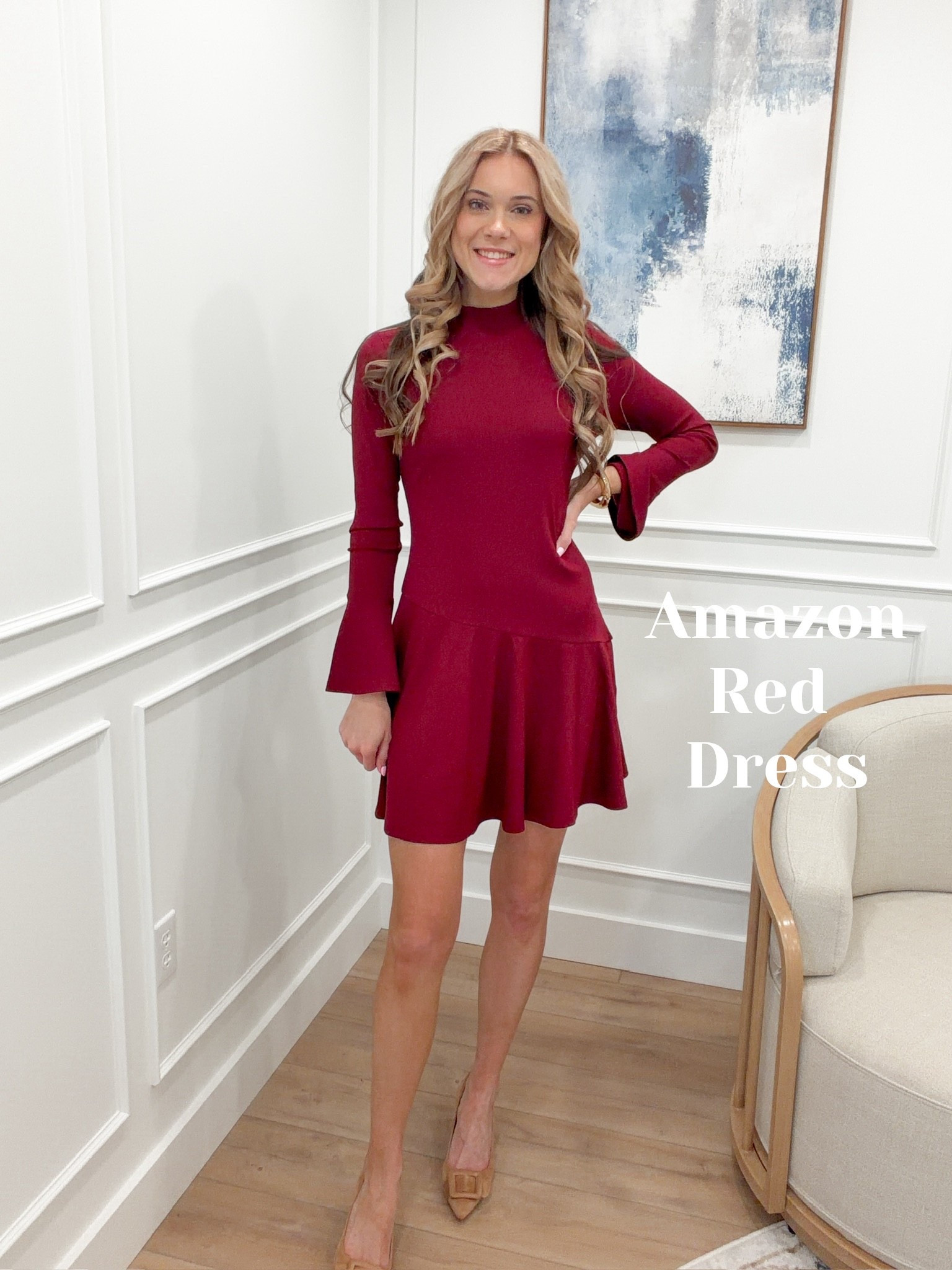 Wearing size small ❤️ This red fit-and-flare dress is such a stunning holiday or date night option! Love the flirty bell sleeves and flattering silhouette—so easy to style with heels or boots. Under $40 and such a steal!

#LTKTall #LTKWedding #LTKFindsUnder50