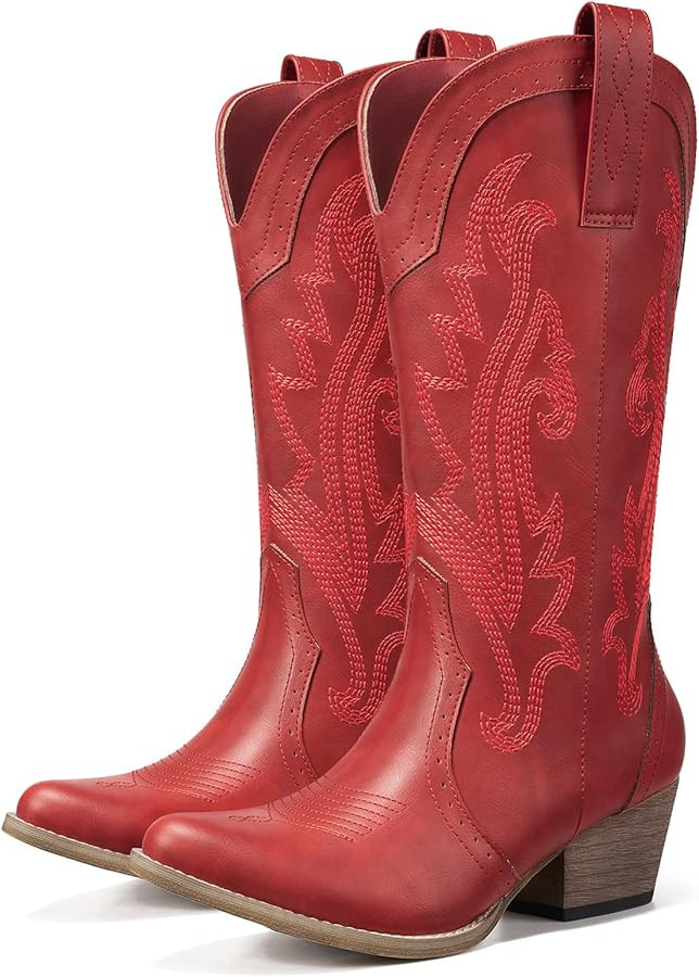 HISEA Rollda Cowboy Boots for Women, Cowgirl Boots, Comfortable Western Boots with Pointed Toe St... | Amazon (US)