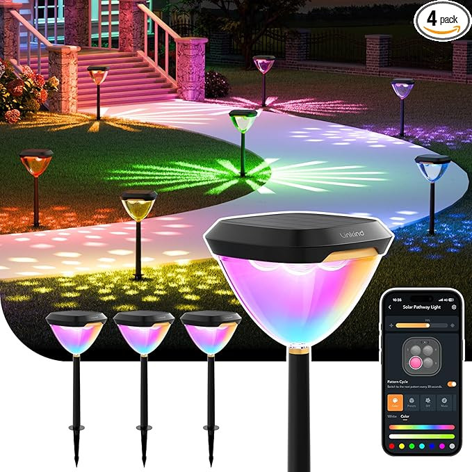 Linkind Smart Solar Pathway Lights SP6, in-App Pattern Switching Solar Lights Outdoor Waterproof,... | Amazon (US)