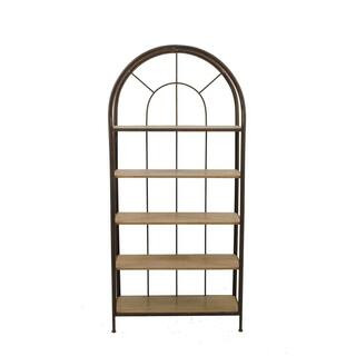 78 in. Natural/Brown Metal 5-shelf Accent Bookcase with Open Back | The Home Depot