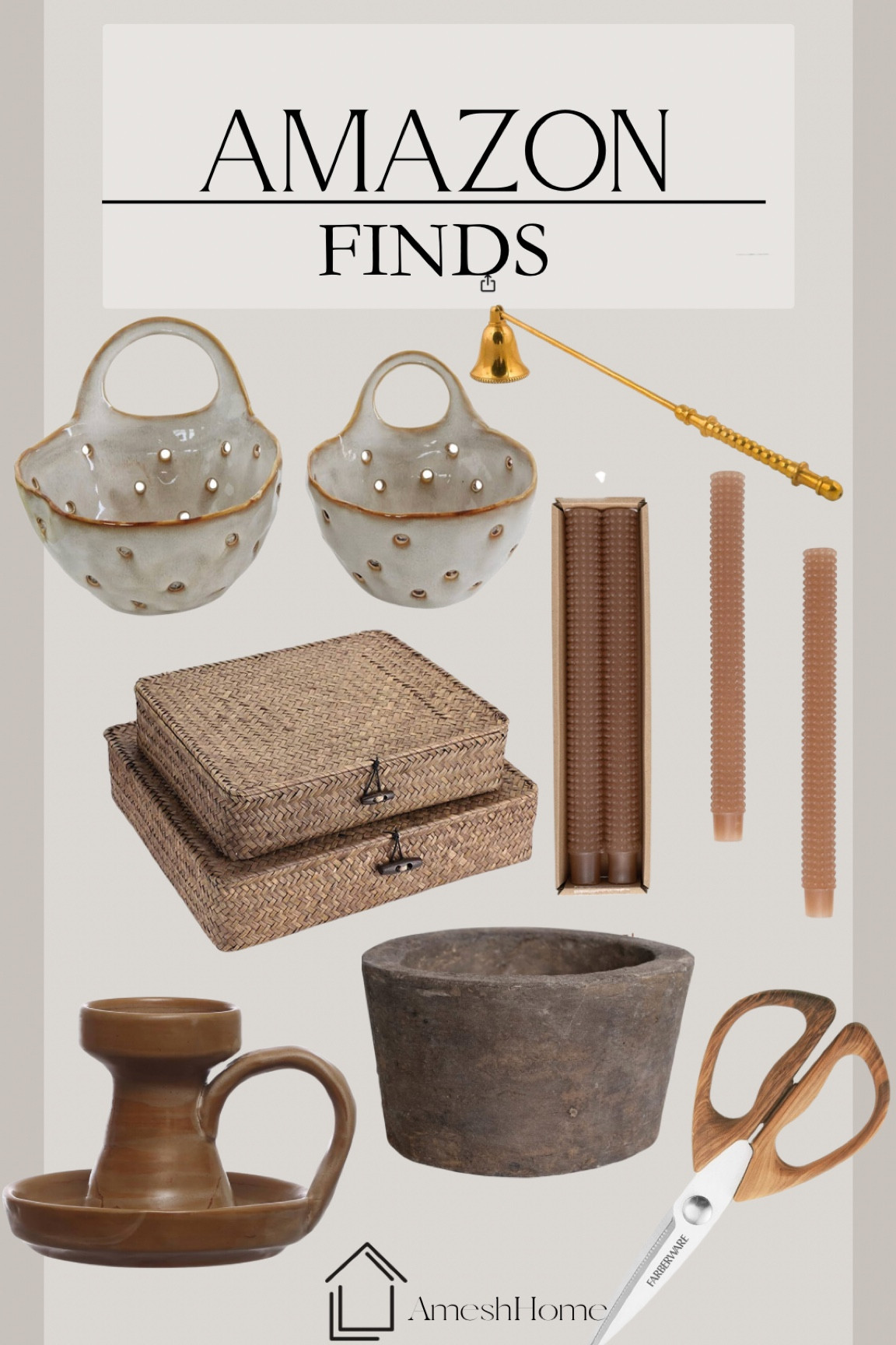 Organic amazon home decor
Candlesticks, floral scissors, stone pot, baskets, coffee table decor, shelf decor

#LTKstyletip #LTKSeasonal #LTKhome