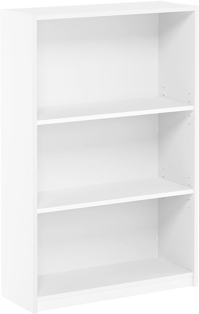 FURINNO JAYA Simple Home 3-Tier Adjustable Shelf Bookcase, White | Amazon (US)