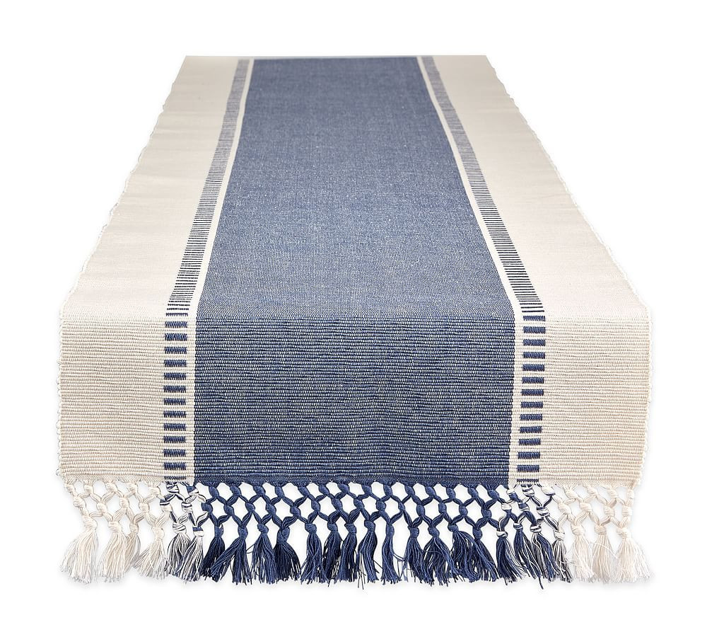 DS Dobby Striped Table Runner, French Blue, 13x108 | Pottery Barn (US)