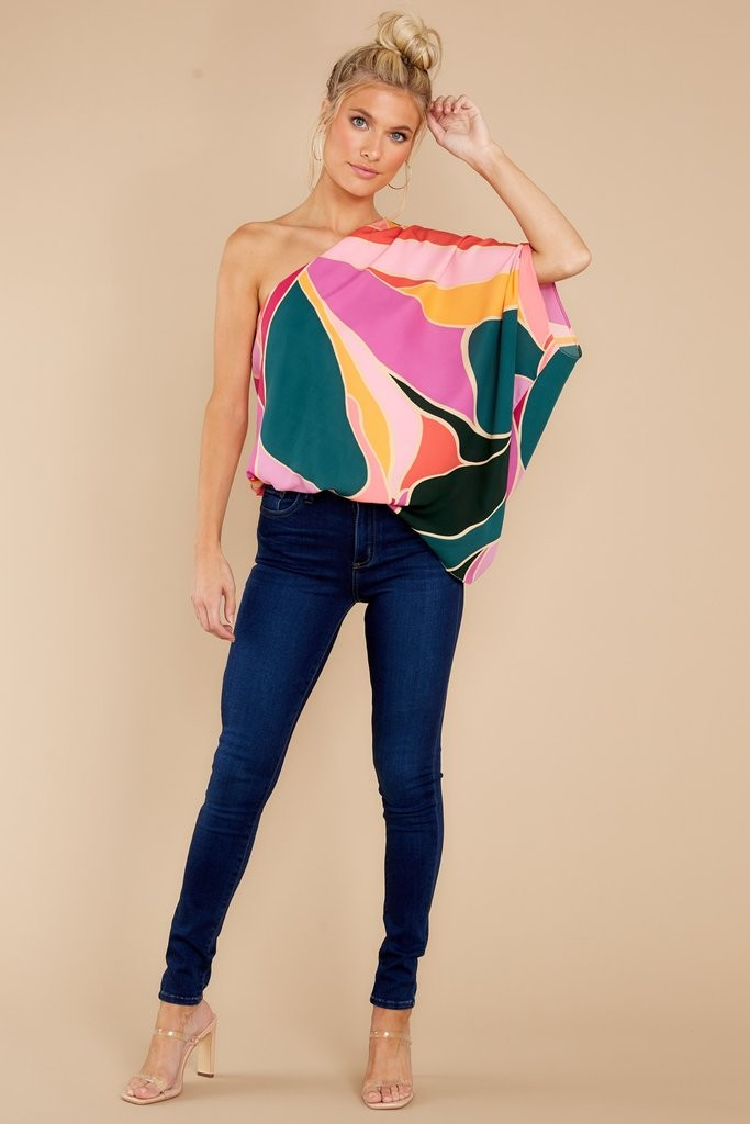 Bringing The Drama Pink Multi Print Top | Red Dress 