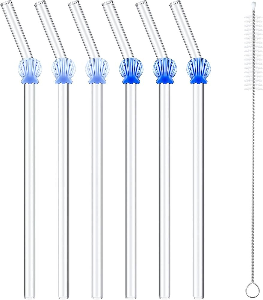 Honeydak 6 Pcs Reusable Glass Straws with 1 Cleaning Brushes, Glass Straws Shatter Resistant Drin... | Amazon (US)