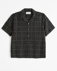 Top RatedMatching SetCamp Collar Summer Linen-Blend Embroidered Shirt | Abercrombie & Fitch (US)
