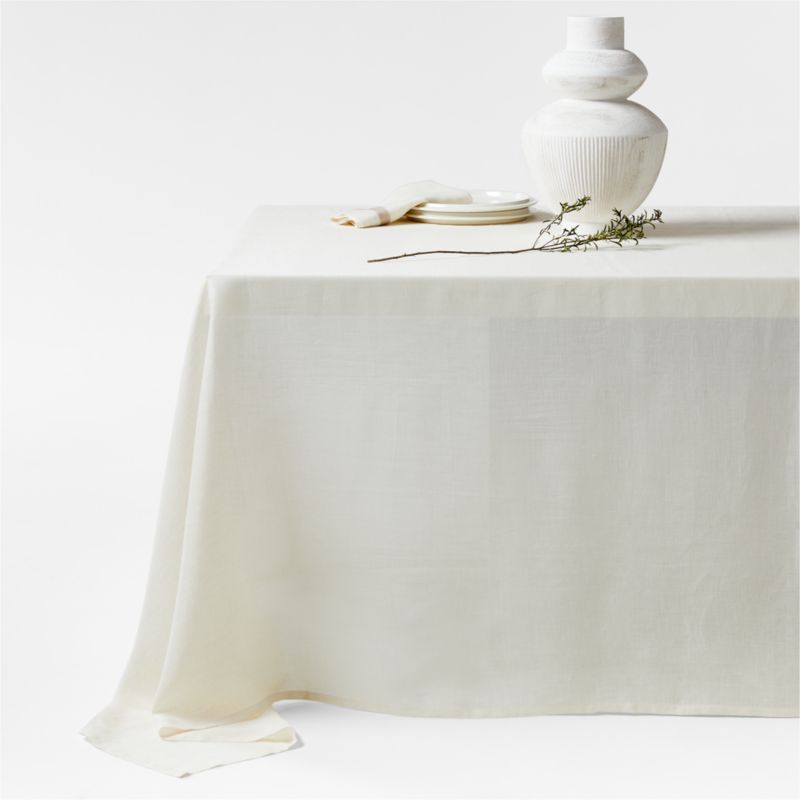 Insieme 104"x144" Oversized Linen Tablecloth by Athena Calderone | Crate & Barrel | Crate & Barrel