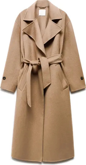 MANGO Belted Wool Blend Coat | Nordstrom | Nordstrom