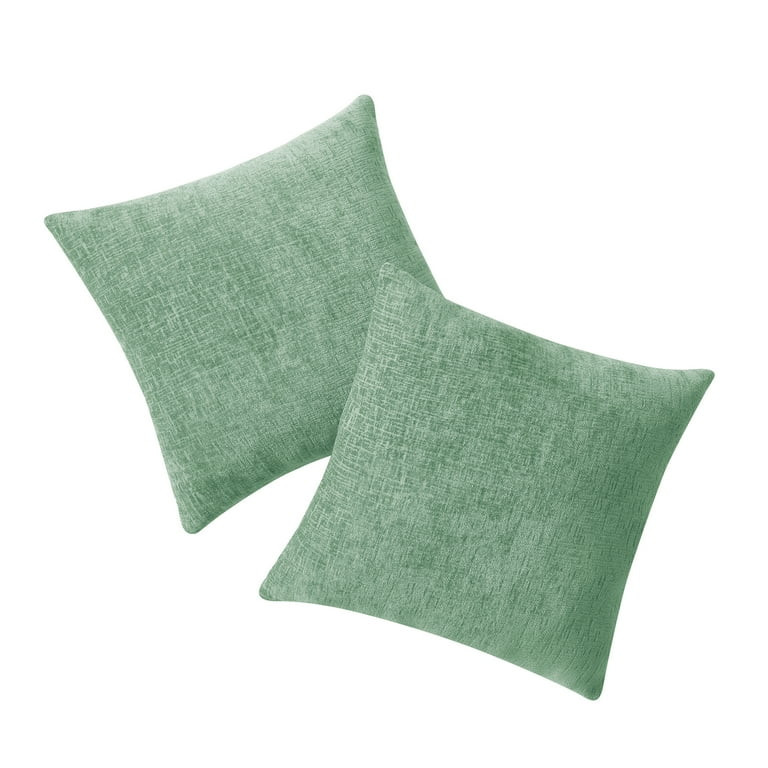 Mainstays Solid Chenille Decorative Pillow Set, Green, 18" x 18", 2 Pieces - Walmart.com | Walmart (US)