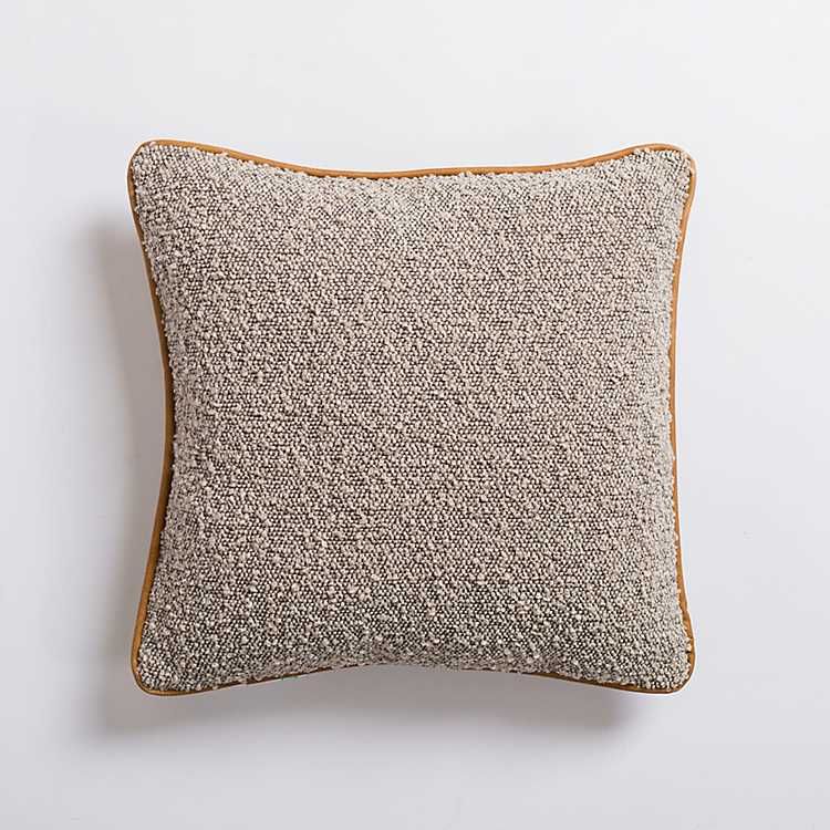 New! Gray Boucle and Leather Pillow | Kirkland's Home