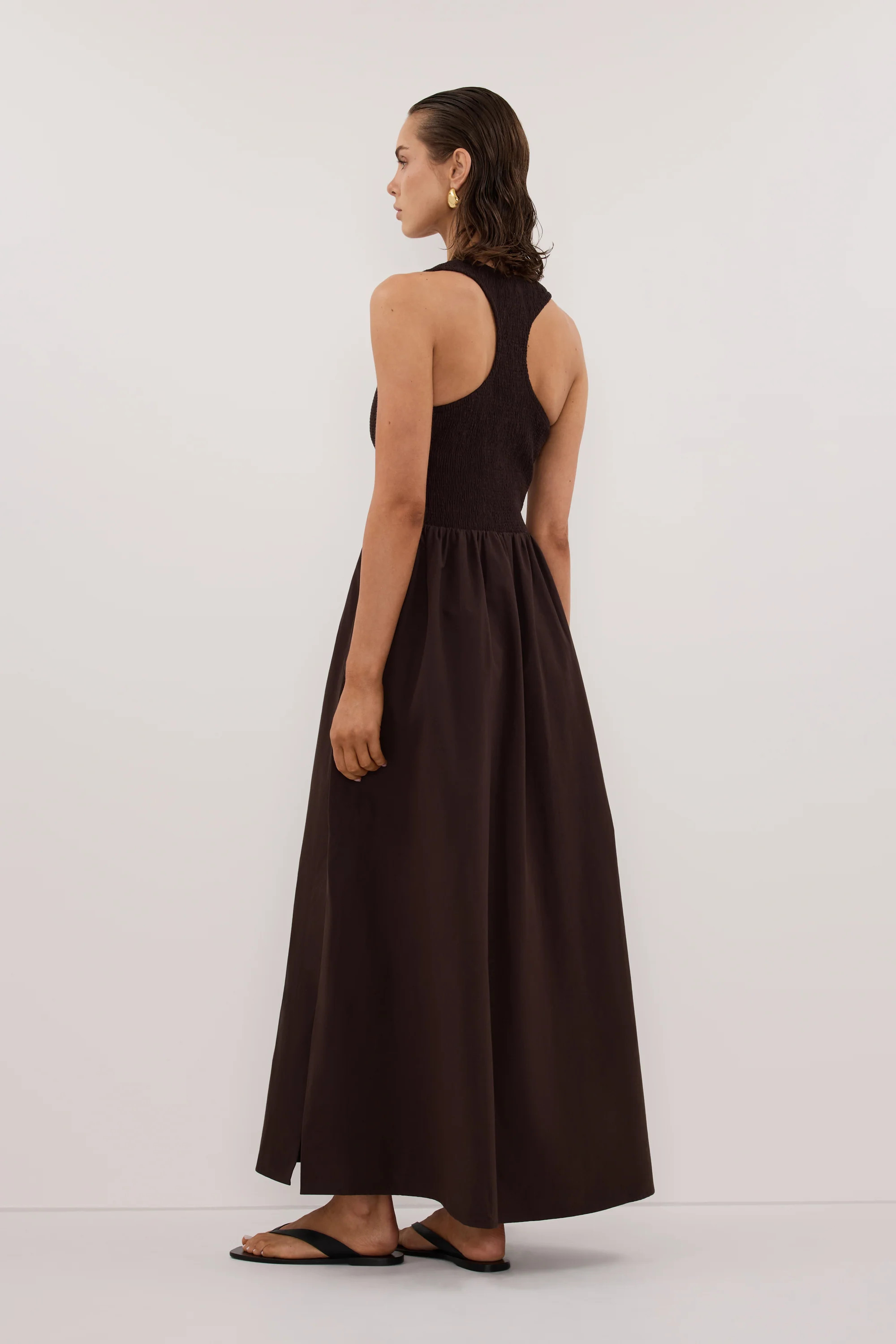 FLORENCE BURNT CHOC COTTON MIDI | DISSH