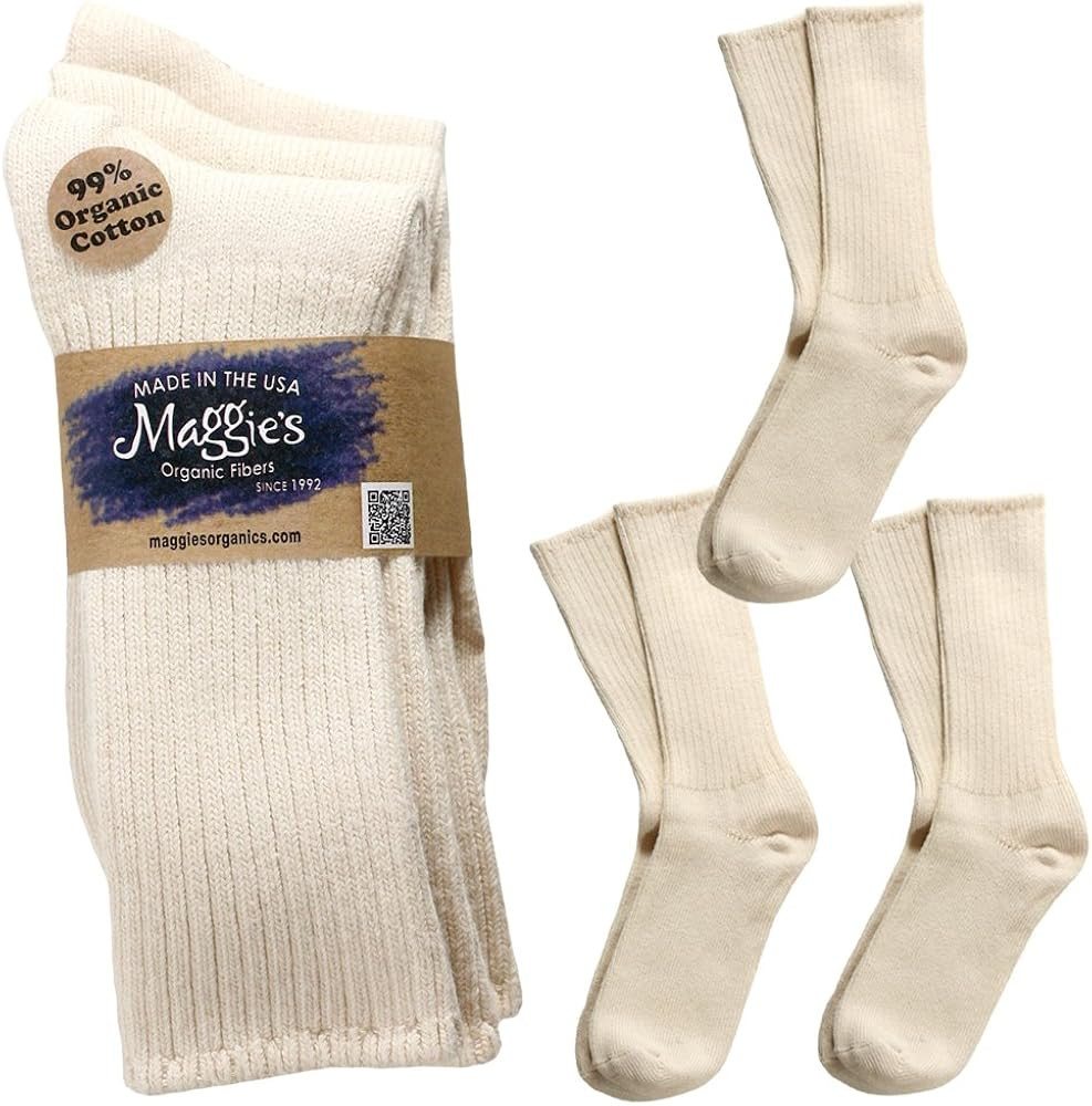 Maggie's Organic Natural Cotton Tri-pack Cushion Crew Socks | Amazon (US)
