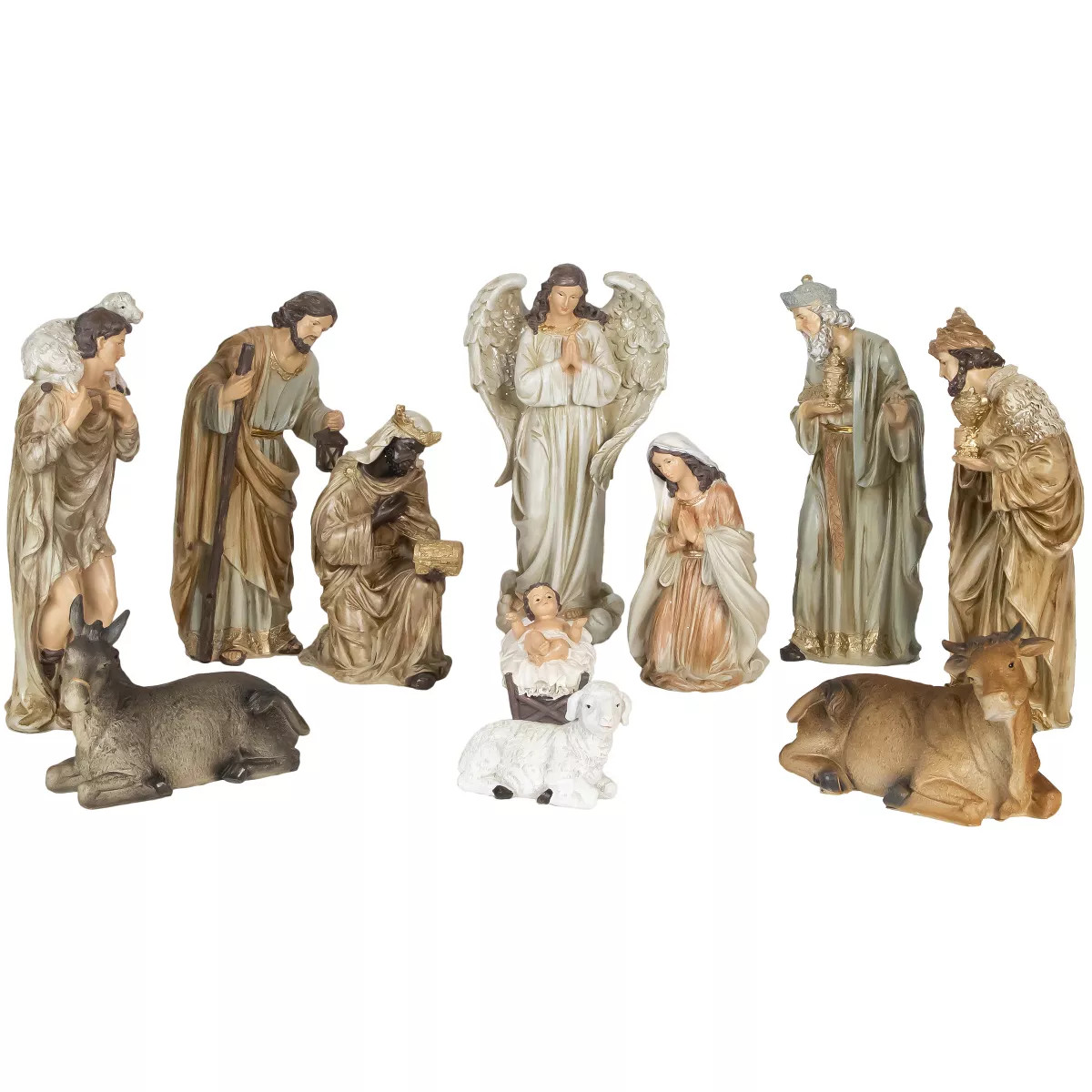 Northlight 11-Piece Traditional Earth Tones Religious Christmas Nativity Figurine Set - 11.75" | Target