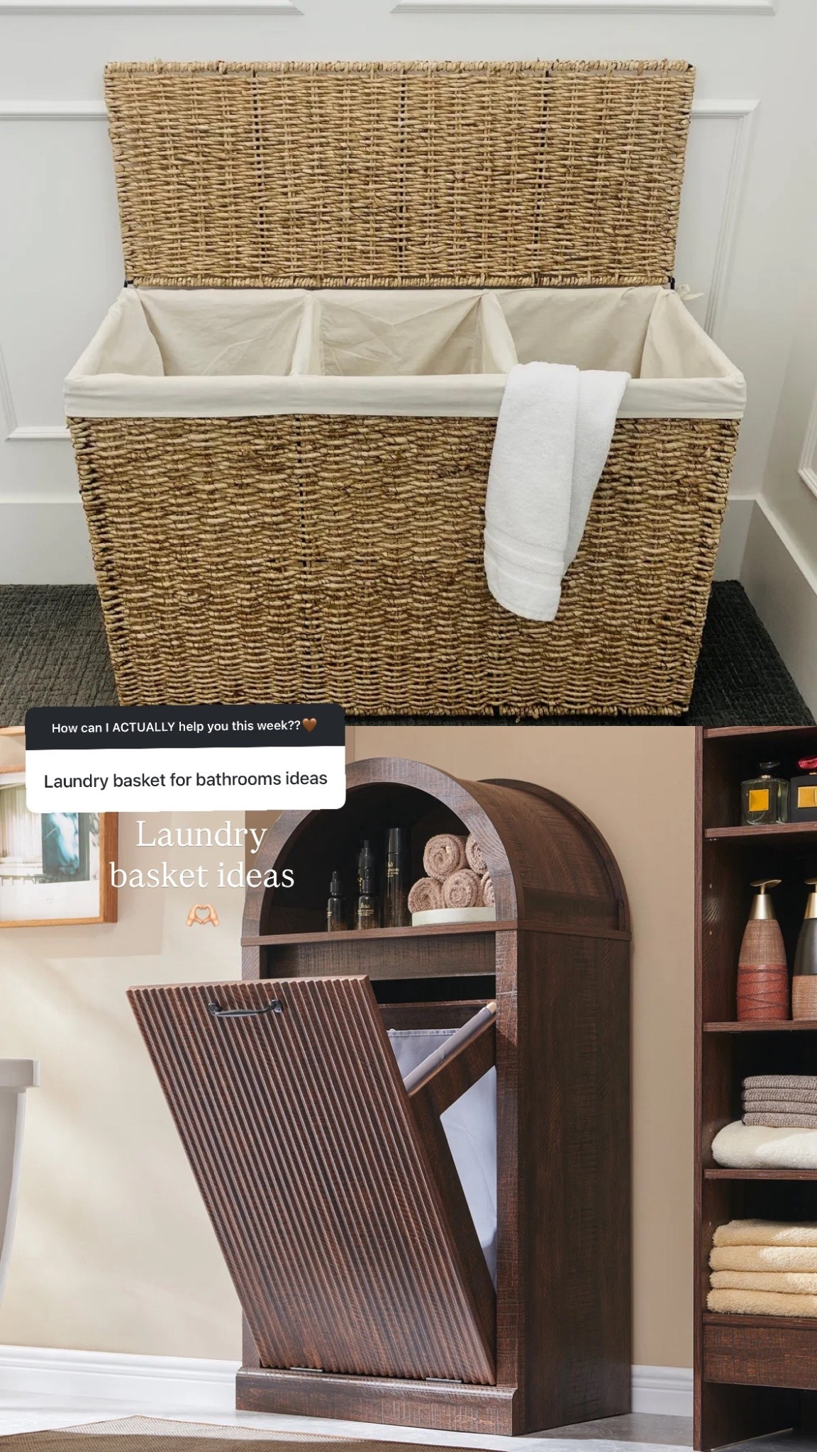 Q&A - Laundry Basket Ideas for the bathroom 🤎🫶🏻

#LTKStyleTip #LTKHome