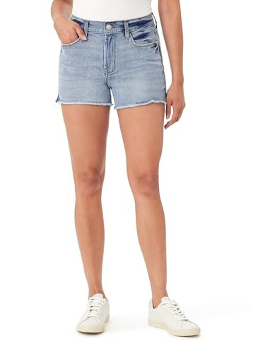 kensie Jeans for Women Ladies Mid Rise Side Rivet Detail Frayed Hem Shorts, Bondi, 0 | Amazon (US)
