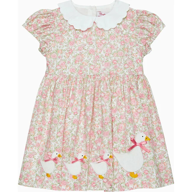 Trotters London | Little Floral Rose Duck Dress, (Pink, Size 18-24M) | Maisonette | Maisonette