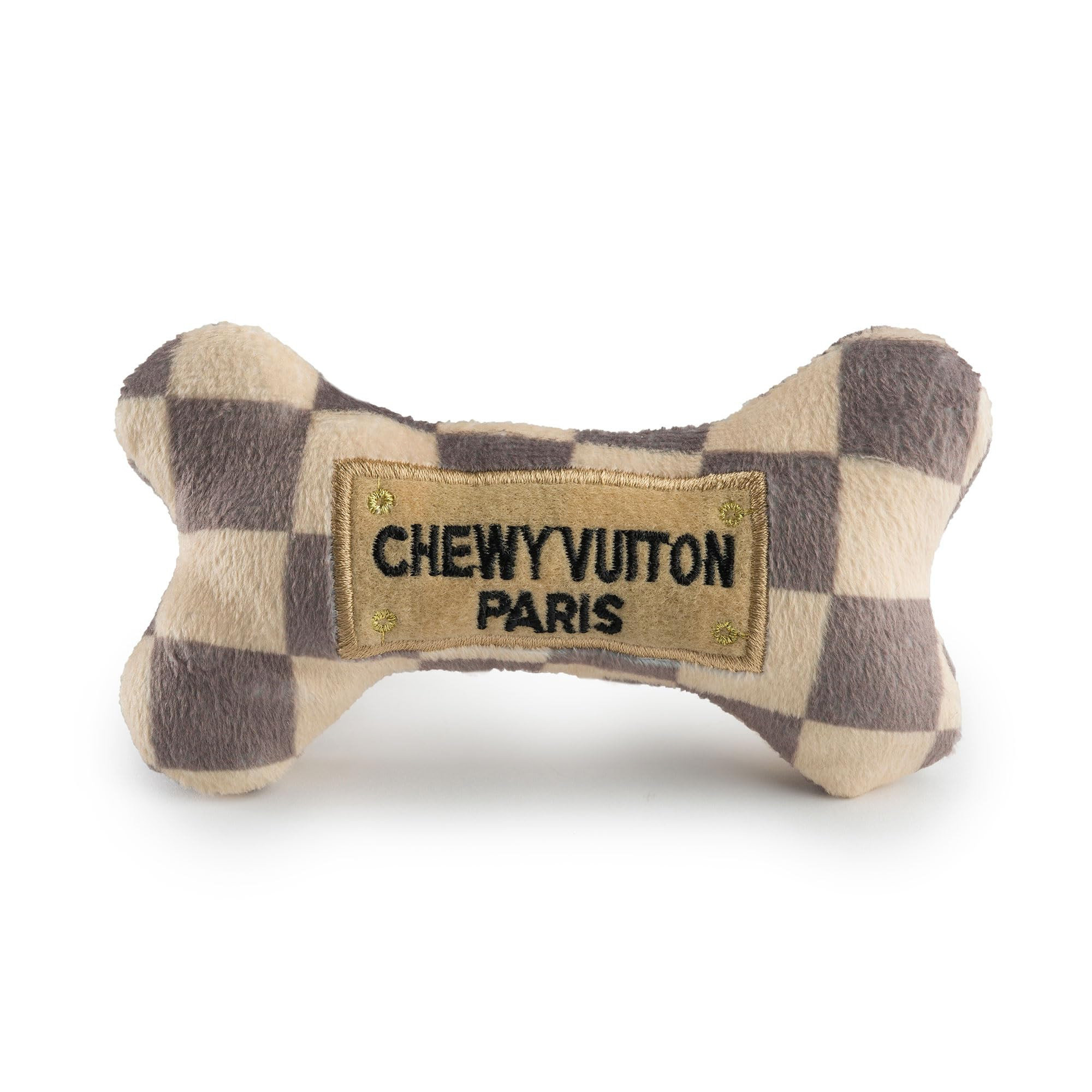 Haute Diggity Dog Checker Chewy Vuiton Bone, Plush Designer Dog Toys with Interactive Squeaker, S... | Amazon (US)