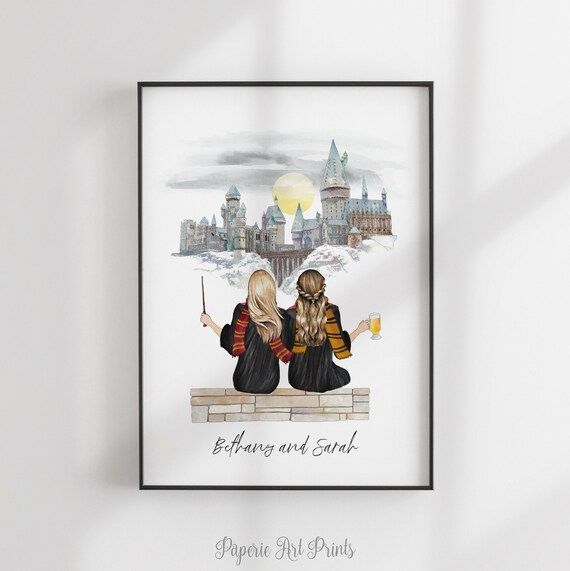 Harry Potter Besties Print - Best Friends Gift - Custom BFF - Friends Illustration - Personalized... | Etsy (US)