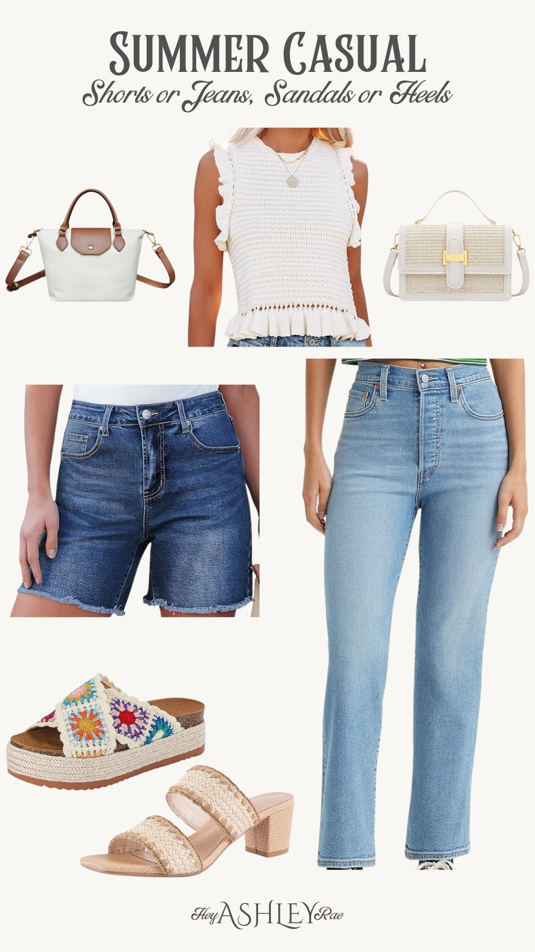 Jean shorts or jeans? Choose your summer style! 💙

White crochet top, straight leg jeans, denim shirts, summer purse, summer style, summer outfits, espadrille, neutral heels, nude heels, easy outfit, mom outfit 

#LTKSeasonal #LTKStyleTip #LTKFindsUnder50