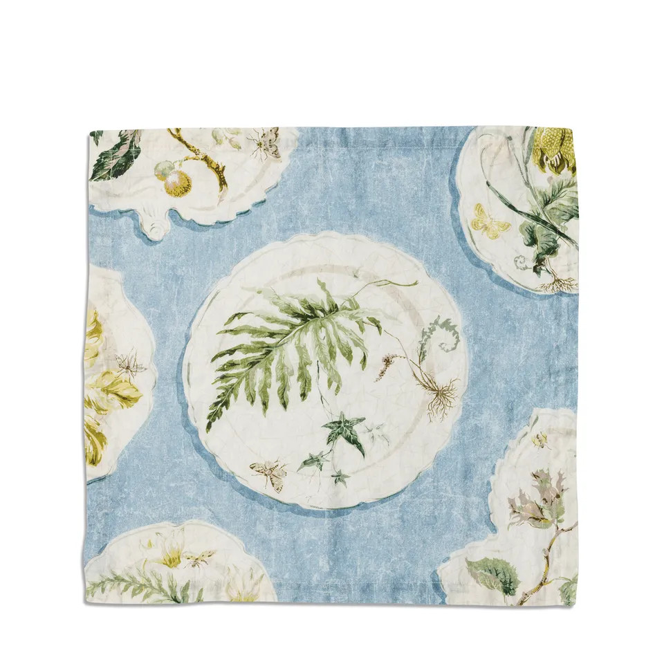 Daylesford X Colefax Quince Garden Napkin in Blue with Fern | Daylesford Organic