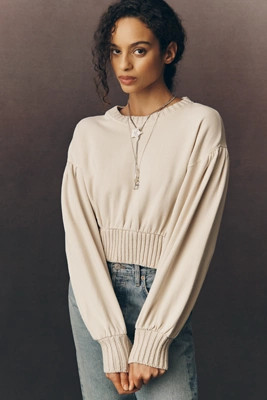 By Anthropologie Ribbed Crop Cotton Sweater | Anthropologie (US)