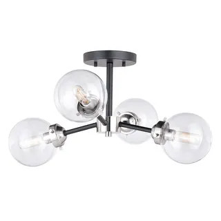 Orbit Nickel and Bronze Sputnik Semi Flush Mount Ceiling Light - 32-in. W x 15.5-in. H x 32-in. D | Bed Bath & Beyond