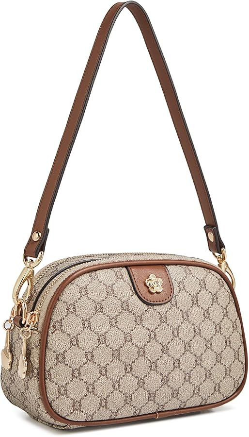 LAORENTOU Vegan Leather Small Crossbody Bag for Women PVC Checkered Purse Shoulder Crossbody Phon... | Amazon (US)