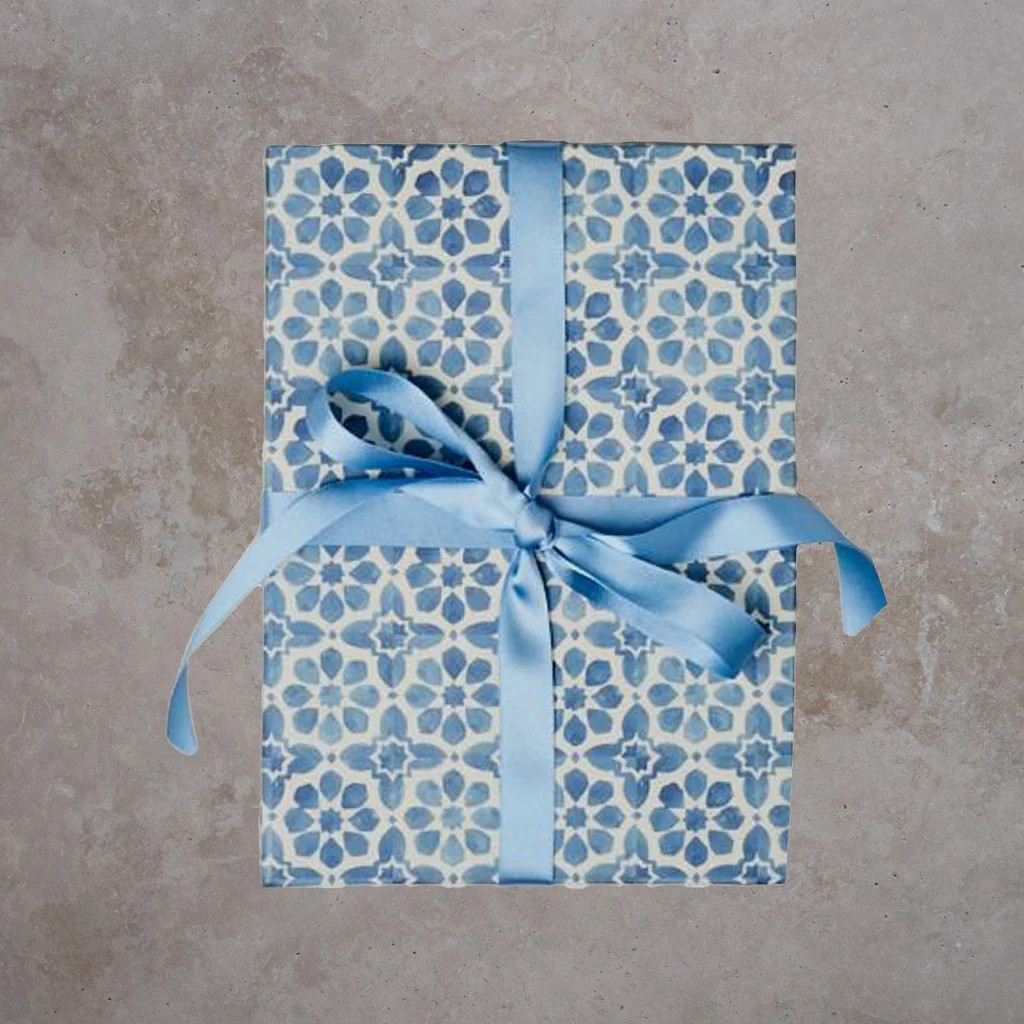 Gift Wrap Sheet - Blue Patterned Tile | Monika Hibbs Home