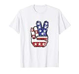 Fourth 4th of July Shirt American Flag Peace Sign Hand Tee | Amazon (US)