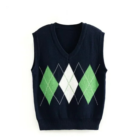 Swiusd Sleeveless Women Sweater College Style Ladies Preppy Green Sweatshirts | Walmart (US)