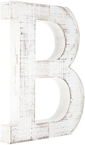 Distressed White Alphabet Wall Décor/Free Standing Monogram Letter B | Amazon (US)