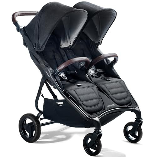 Valco Baby - Trend Duo Double - Side by Side Double Stroller for Newborn and Toddler - Easy Compact Fold, Multi-Position Recline, Large Canopy Infant Twin Stroller 2025 (Night Black) | Amazon (US)