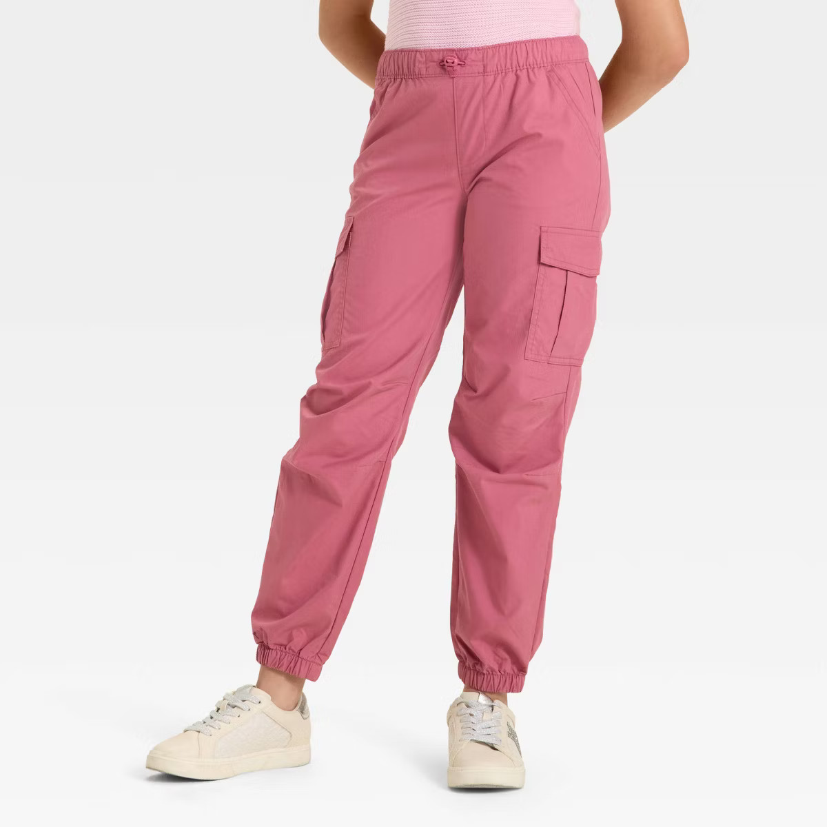 Girls' Parachute Cargo Pants - Cat & Jack™ Pink Rose S | Target
