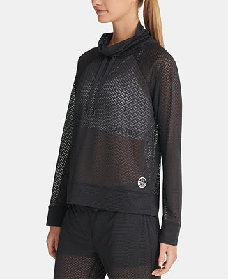 DKNY Sports Women's Honeycomb Mesh Funnel-Neck Pullover Top - Macy's | Macy's