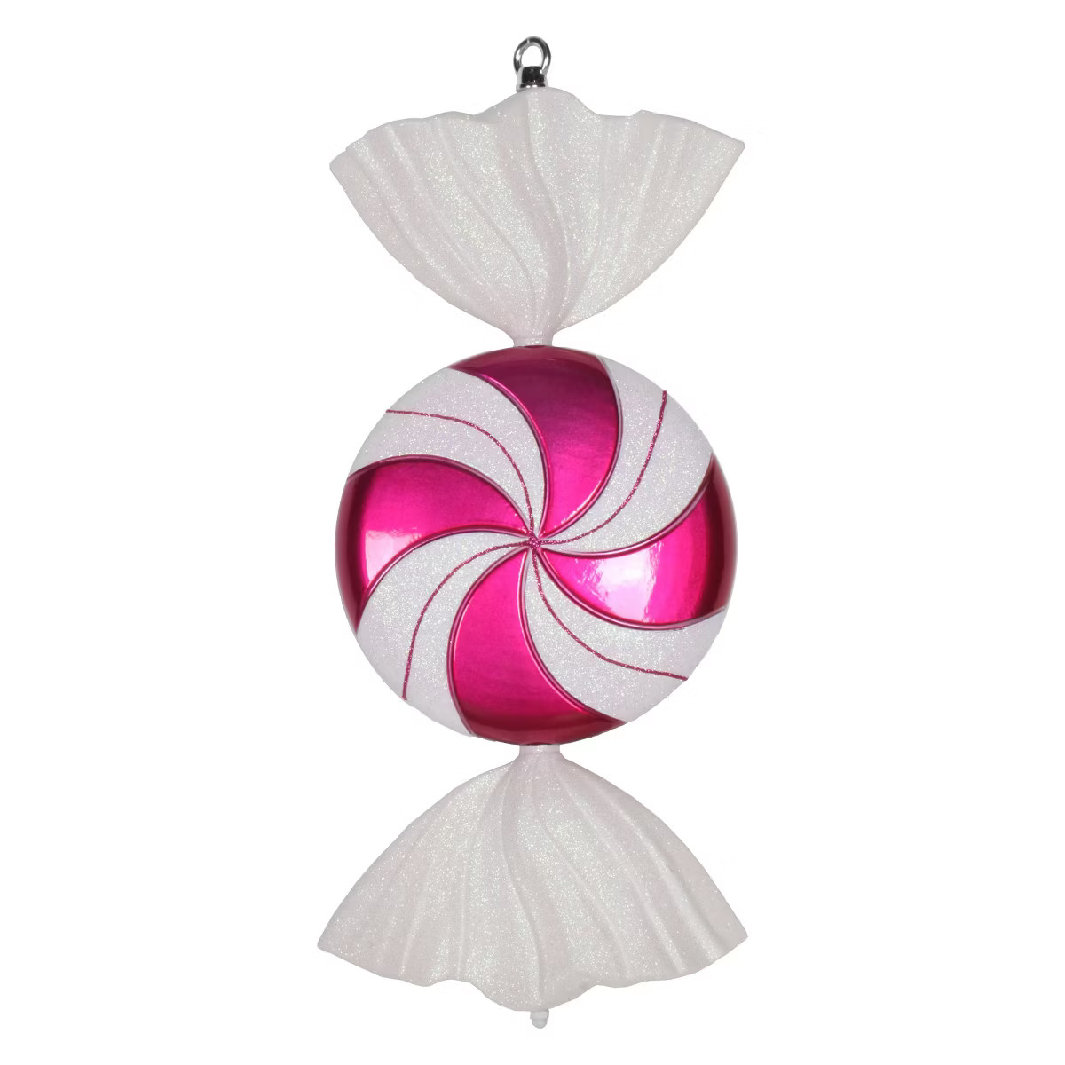 Vickerman 18.5" Cerise-White Flat Swirl Candy Christmas Ornament | Target