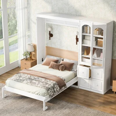 Queen Murphy Bed with Drawers and Storage Cabinets | Wayfair North America