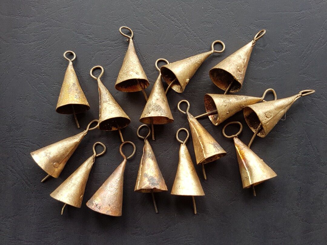Set 8 10 12 Antique Color Metal Cone Shape Bells 2 Inch - Etsy UK | Etsy (UK)